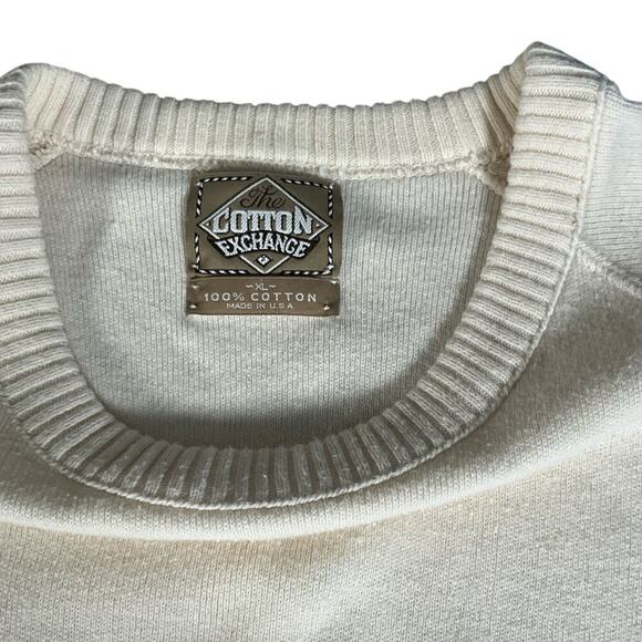 The Cotton Exchange 100% Cotton Size XL Made In USA Men's Cream Sweater Casual - Picture 6 of 7
